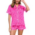 thumbnail image 1 of MEZZALL Women Pajama Sets Leopard Printed Home Wear Loose Comfortable Casual Short Sleeve Lapel Button Shirts Tops With Shorts 2 Piece Stylish Sleepwear, 1 of 4