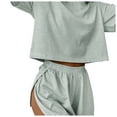 thumbnail image 1 of MEZZALL Women Pajama Sets Striped Loose O-Neck Short Sleeve T-Shirts Shorts Suit Fashionable Home Wear Breathable Sleepwear, 1 of 7