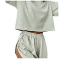 thumbnail image 1 of MEZZALL Women Pajama Sets Striped Loose O-Neck Short Sleeve T-Shirts Shorts Suit Fashionable Home Wear Stylish Sleepwear, 1 of 9