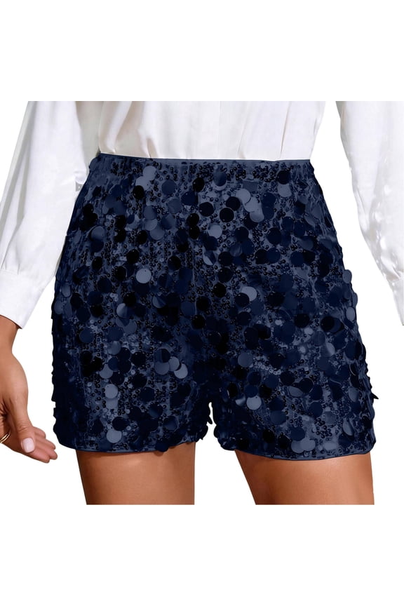 Women Sequin Party Shorts For Festive Club Shorts With Shine For Clubwear And Events Vacation Solid Color Summer Daily Casual Bottoms