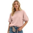 thumbnail image 1 of MEZZALL Women Short Sleeve Sweatshirt Crew Neck Raglan Puff Sleeve Loose Fit Casual Pullover Tunic Tops for Daily Wear, 1 of 4
