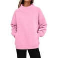 thumbnail image 1 of MEZZALL Women Solid Color Side Pocket Casual Pullover Sweater Soft Comfortable Long Sleeve Crewneck For Everyday Wear Sweatshirts Winter Relaxed Fit Fall Tops, 1 of 5