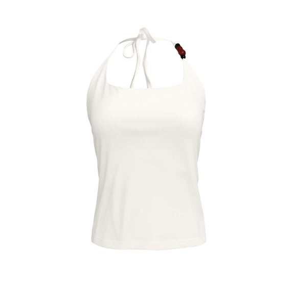 MEZZALL Women Solid Color Summer Sleeveless Beaded Collarless Tie Back Tank Tops With Sheer Back Revealing Halter Neck Sporty Casual Tops Birthday Ladies Camisole
