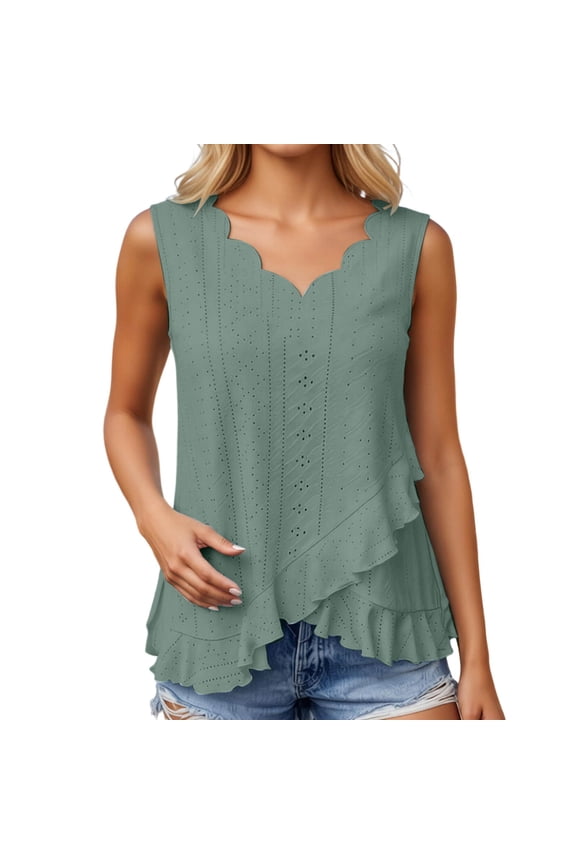 Women Summer Sleeveless Casual Solid Color Trim V-Neck Tank Tops For Daily Wear Relaxed Fit Ladies Camisole