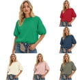 thumbnail image 1 of MEZZALL Women Sweatshirts Solid Color Half Sleeve Elegant Comfort Versatility Pullover Daily Outdoor Crewneck Birthday Travel Tops, 1 of 4