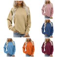 thumbnail image 1 of MEZZALL Women Sweatshirts Solid Color Long Sleeve Crew Neck Pullover Casual Loose Fit Athletic Tops Basic Daily Outdoor Boho Travel, 1 of 5