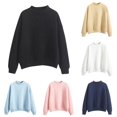 thumbnail image 1 of MEZZALL Women Sweatshirts Solid Color Long Sleeve Crewneck Turtleneck Plus Size Velvet Basic Daily Outdoor Relaxed Fit Pullover Tops, 1 of 6