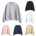 thumbnail image 1 of MEZZALL Women Sweatshirts Solid Color Long Sleeve Crewneck Turtleneck Plus Size Velvet Basic Daily Outdoor Trendy Pullover Tops, 1 of 5