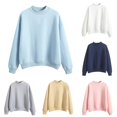 thumbnail image 1 of MEZZALL Women Sweatshirts Solid Color Long Sleeve Crewneck Turtleneck Plus Size Velvet Basic Daily Outdoor Vacation Pullover Tops, 1 of 6