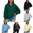 thumbnail image 1 of MEZZALL Women Sweatshirts Solid Color Long Sleeve Oversized Half Zip Lapel Collar Pullover Quarter Zip Fall Clothes Basic Daily Outdoor Vacation Travel Tops, 1 of 7