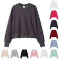 thumbnail image 1 of MEZZALL Women Sweatshirts Solid Color Long Sleeve Short Crewneck Casual Versatile Basic Daily Outdoor Birthday Pullover Tops, 1 of 3
