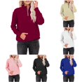 thumbnail image 1 of MEZZALL Women Sweatshirts Solid Color Long Sleeve Zip Neck Pockets Warm Pullover Basic Daily Outdoor Birthday Travel Tops, 1 of 7