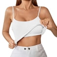 thumbnail image 1 of MEZZALL Women Tank Tops Sleeveless Solid Color O-Neck With Shelf Bra Undershirt Adjustable Wide Strap Basic Tops With Bra Integrated Spaghetti Straps Undershirt With Built In Bra Stylish Female Camis, 1 of 4