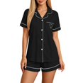 thumbnail image 1 of MEZZALL Women's 2 Piece Pajama Set Short Sleeve Button Down Tops With Shorts Sleepwear with Heart Printed Pocket Summer Loungewear Vacation Pjs, 1 of 6