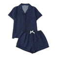 thumbnail image 1 of MEZZALL Women's 2 Piece Plaid Pajama Set Short Sleeve Button Down Shirt and Shorts with Chest Pocket Sleepwear Holiday Pjs, 1 of 3