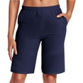 thumbnail image 1 of MEZZALL Women's Casual Stretch Waist Shorts Summer Comfortable Wear Elastic Waistband With Pockets Basic Solid Color Shorts Soft Daily Bottoms, 1 of 6