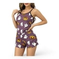 thumbnail image 1 of MEZZALL Women's Halloween Ghost Printed Cami Pajama Set Spaghetti Strap Crop Tops Ruffle Shorts 2 Piece Sleepwear Loungewear for Bedroom, 1 of 3