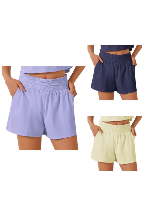 Women's High Waisted Sports Shorts Pocket Gym Shorts Sport Running Shorts Vacation Solid Color Summer Daily Casual Bottoms