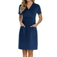 thumbnail image 1 of MEZZALL Women's Nurse Scrubs Dress Pocket Working Short Sleeve V Neck Solid Color Working Comfy Nursing Casual Dresses Workwear Birthday, 1 of 6