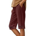 thumbnail image 1 of MEZZALL Women's Shorts Linen Knee Length Shorts Casual Loose Lightweight Summer Beach Shorts With Pockets Classic Solid Color Daily Bottoms, 1 of 4