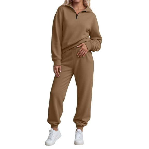 MEZZALL Women's Sweatshirt Sweatpants Outfits Sets 2 Piece Set Casual Wear High Waist Jogger Pants With Half Zip Stand Collar Outfit For Spring Fall Clothes Sets Leisure Clothing