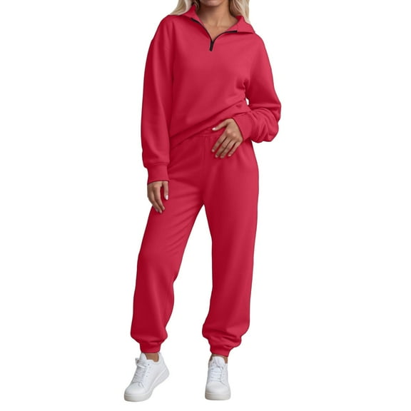 MEZZALL Women's Sweatshirt Sweatpants Outfits Sets 2 Piece Set Casual Wear High Waist Jogger Pants With Half Zip Stand Collar Outfit For Spring Fall Clothes Sets Trendy Clothing