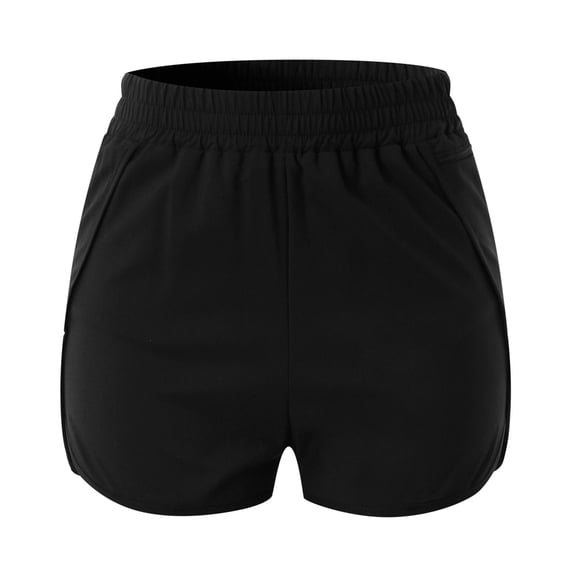 MEZZALL Womens Athletic Workout Shorts Elastic Waist Running Pockets Sport Shorts Fashionable Solid Color Summer Daily Casual Bottoms