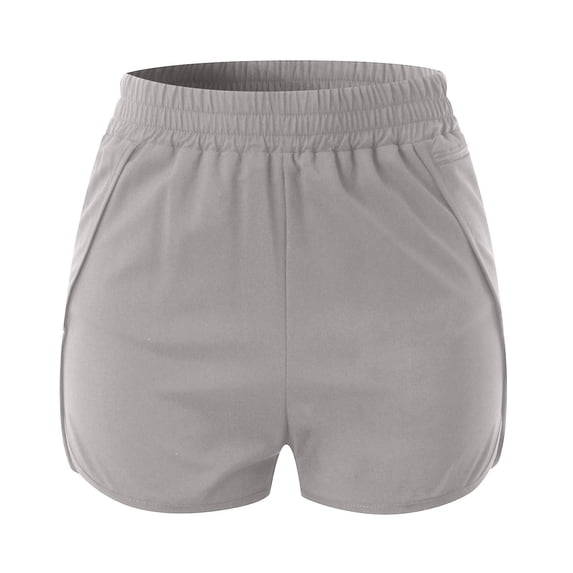 MEZZALL Womens Athletic Workout Shorts Elastic Waist Running Pockets Sport Shorts Leisure Solid Color Summer Daily Casual Bottoms
