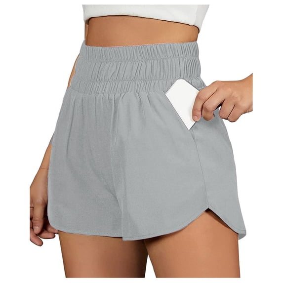 MEZZALL Womens Casual Running Shorts Workout Elastic Waist Athletic Yoga Shorts Sports Pockets Shorts Classic Solid Color Summer Daily Bottoms