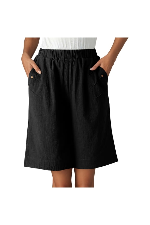 Womens Shorts Casual Summer Knee Length Shorts Comfortable Straight Leg Homewear Lightweight Relaxed Fit For Daily Wear Fashionable Solid Color Bottoms