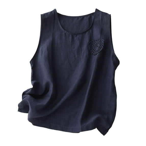MEZZALL Womens Vest Casual Sleeveless Loose And Thin Crew Neck Solid Color Summer Daily Soft Comfort Retro Casual Vest Tops