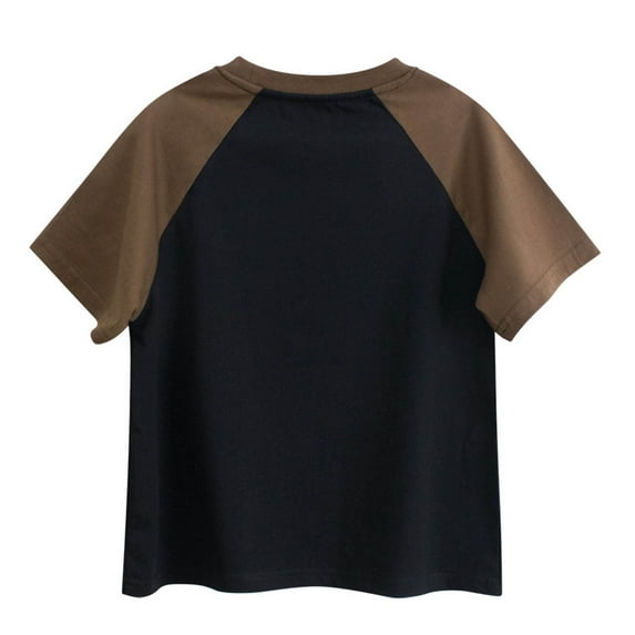 MEZZALL Zhongda Children Round Neck Printed Lettering Shoulder Placed Short Sleeve Shirt Holiday Toddler Blouses Tops