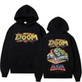 thumbnail image 1 of MF DOOM Comic Graphic Hoodie - Washed Vintage Fleece Lined Unisex Hip Hop Casual Pullover, 1 of 6