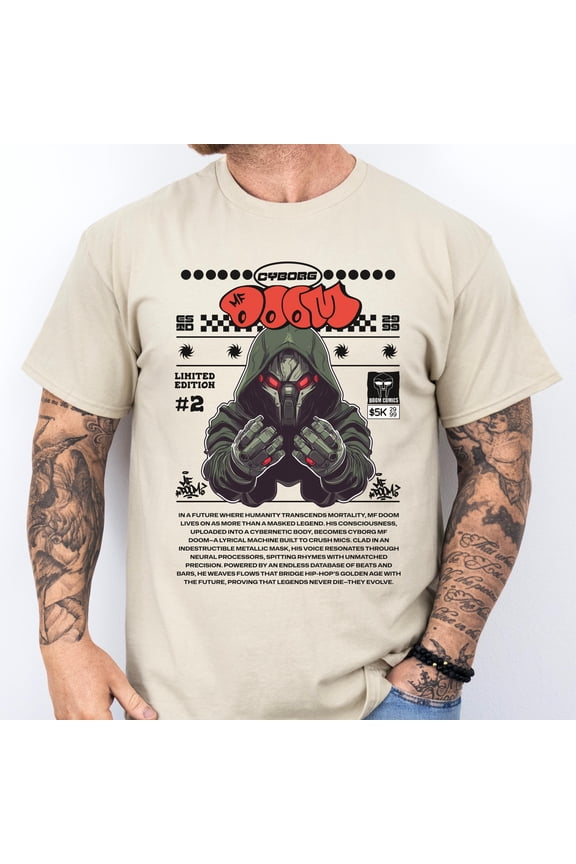 MF DOOM T-Shirt Limited Edition! Comic Retro Style - Hip Hop Icon Graphic Tee -Vintage Rap
