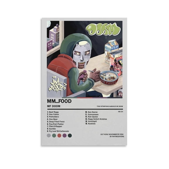 MF Doom Mm Food Album Cover Cool Rapper Hip Hop Poster Canvas Art Poster Canvas Wall Art Poster Decorative Bedroom Modern Home Print Picture Artworks Posters 24x36inch(60x90cm)