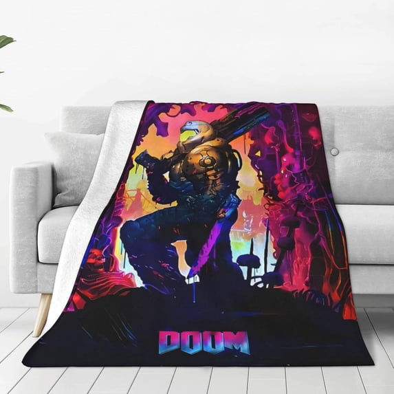 MF Music Doom Blanket Ultra-Soft Cozy Flannel Bed Blankets and Throws for All Seasons Warm Lightweight Microfiber Air Conditioning Blanket for Bed Couch Sofa Bedroom Decor 60"x50"