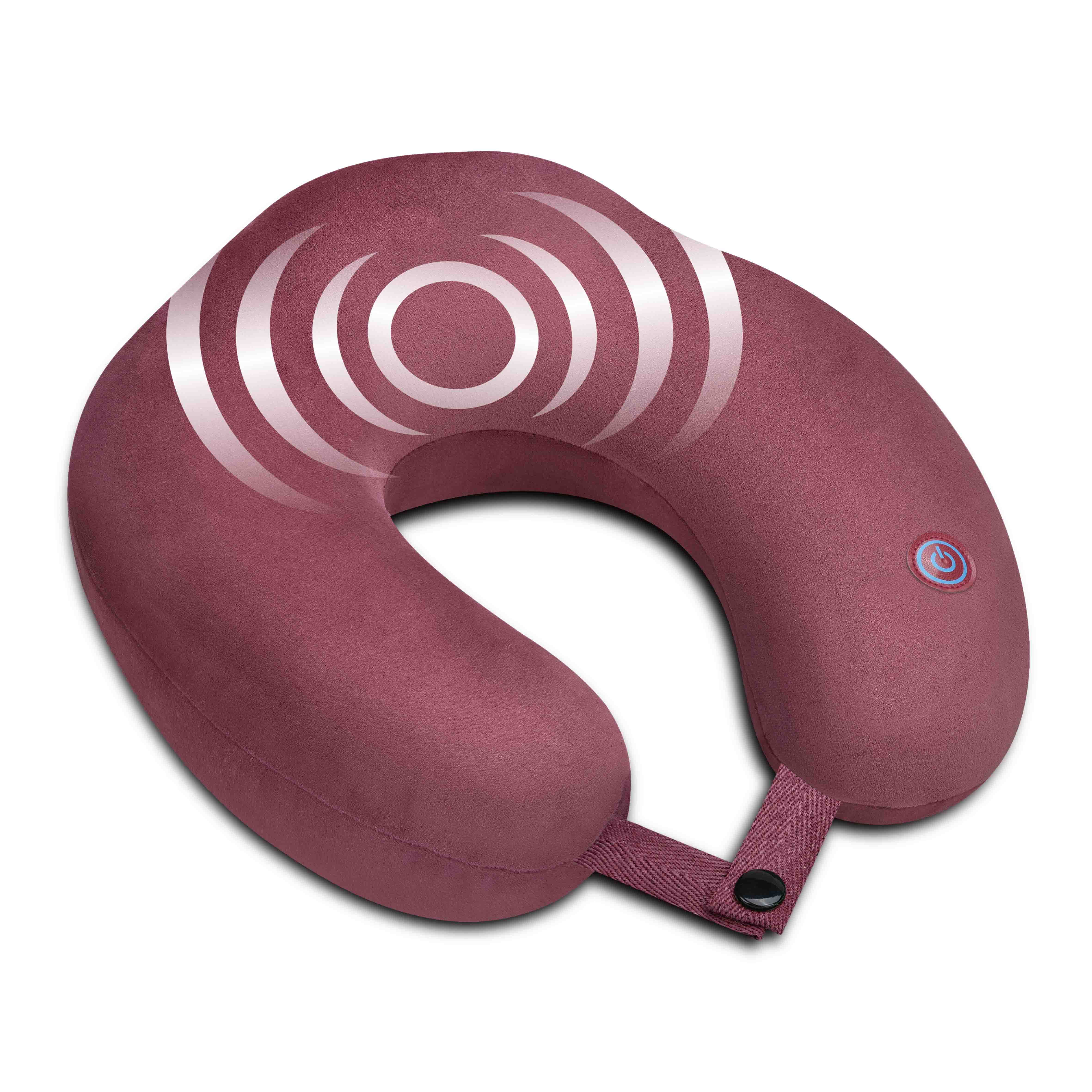 Health Touch Memory Foam Neck Massager Ultra Soft U-Shaped Pillow Red