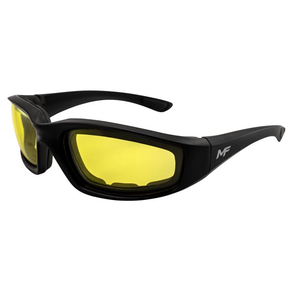 MotoFrames MF Payback Padded Motorcycle Sunglasses Black Frames (Black Frame/Yellow Lens)