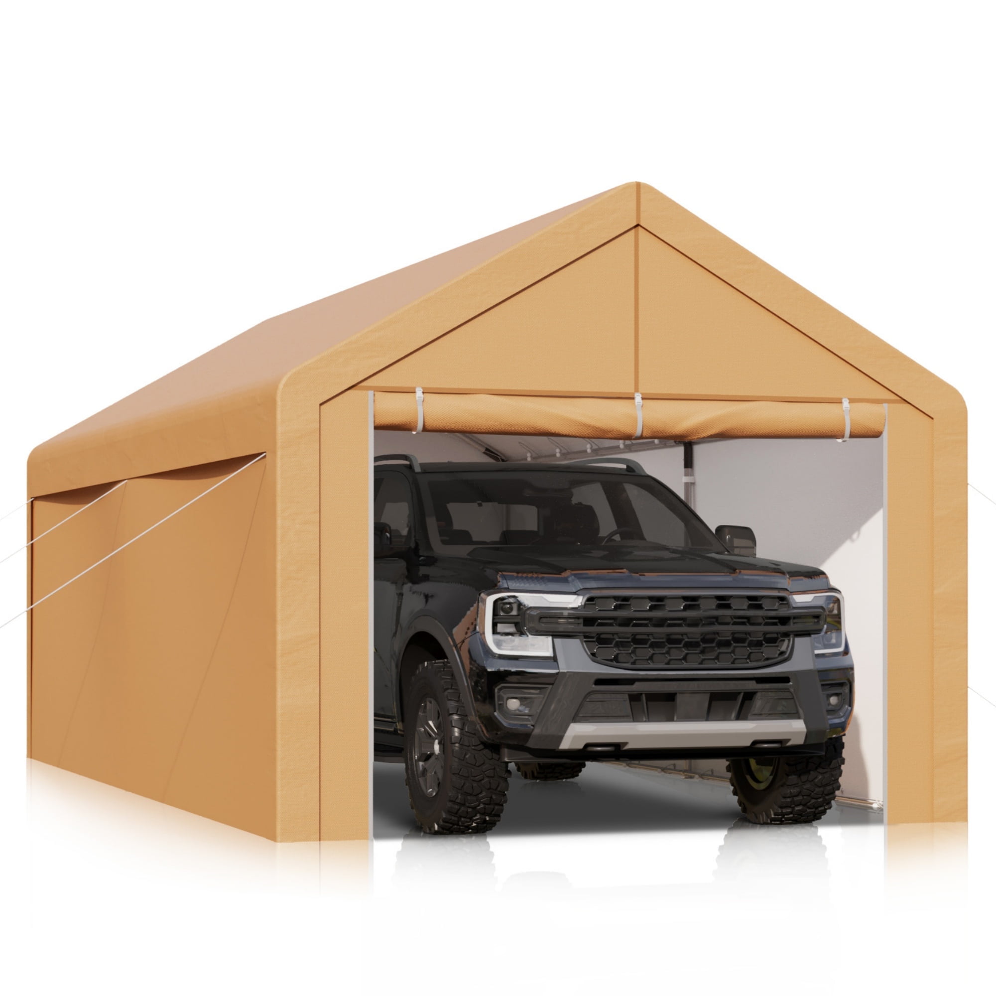Beige 10' x 20' Portable Heavy Duty Carport with Sidewalls
