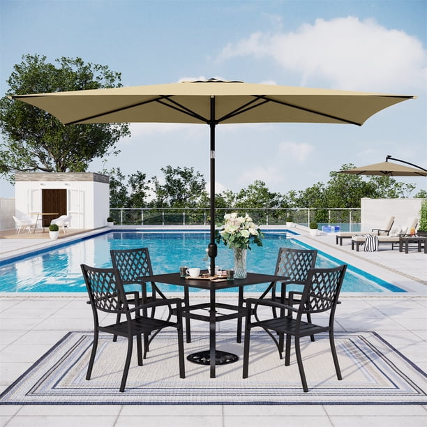 6 ft umbrella patio Green Boho Beach With Fringe Fan Pattern 6ft Umbrella UPF50+ Table Umbrella Heavy Duty With Tilt Portable Pool Umbrella 1.26in Wood Pole Holiday Outdoor Tassel Umbrella For Backyard button opening unfolds the umbrella in seconds MF Studio 10 x 6.6ft