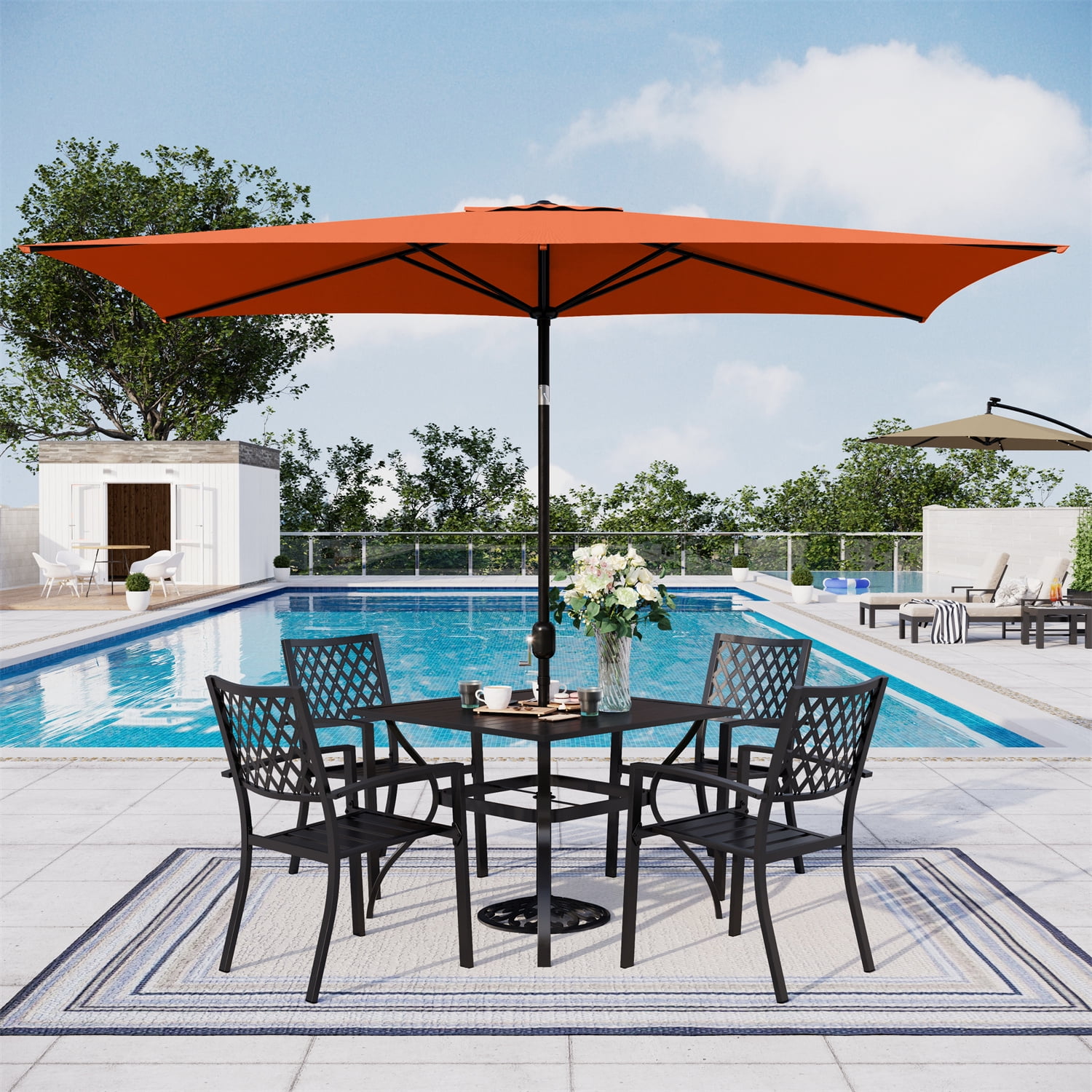 MF Studio 10x6.6ft Patio Table Umbrella, Outdoor Market MF Studio 10x6.6ft Patio Table Umbrella, Outdoor Market