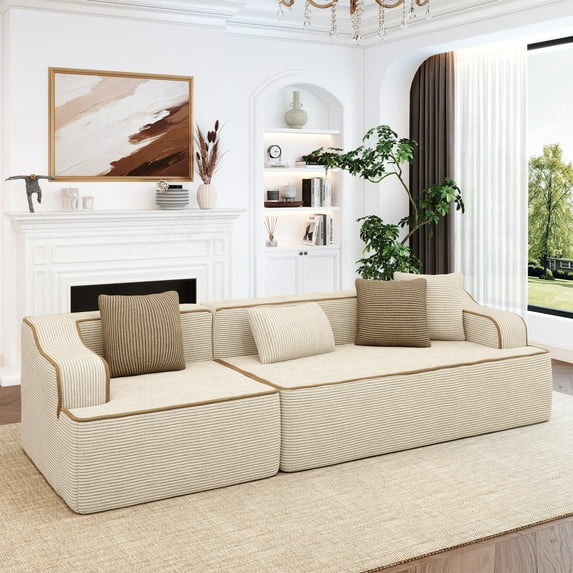 MF Studio 104.9" Sectional Sofa with Deep Seat, 3-Seater Cloud Modular Couch, No Assembly Required, Beige