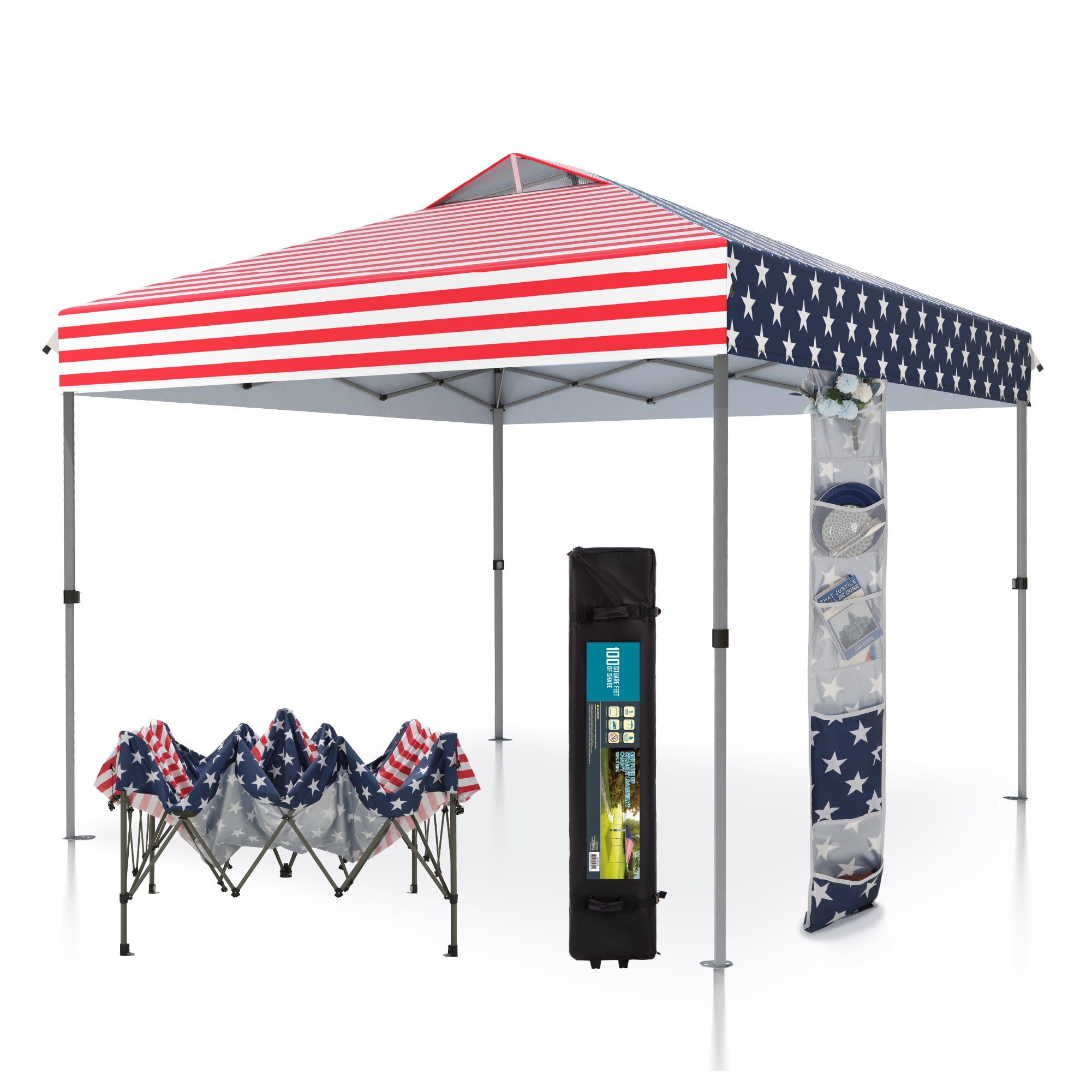 PHI VILLA Brandclub MF Studio 10x10 Straight Leg Popup Canopy with Wheeled Carry Bag Green