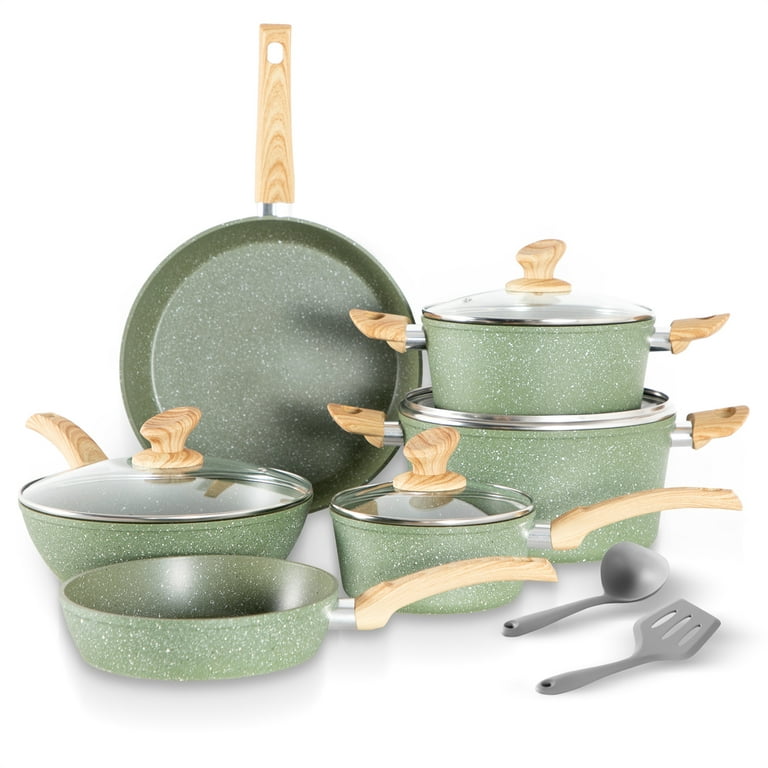 11 pc Metal & Glass Cookware Set by Bialetti: 3 pans, 4 pots, 4 lids