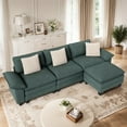 thumbnail image 1 of MF Studio 123.6" Sectional Sofa with Extra Deep Seat for Living Room, 4-Seat Chenille L Shaped Cloud Couch with 3 Pillows, Green, 1 of 10