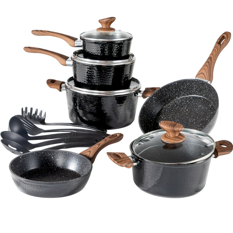 Pots and Pans Set Nonstick Ceramic Kitchen Cookware Sets, 15 Piece Induction  Cookware Non-stick Pans for Cooking Set, Non Toxic Pots and Pans with  Cooking Utensil