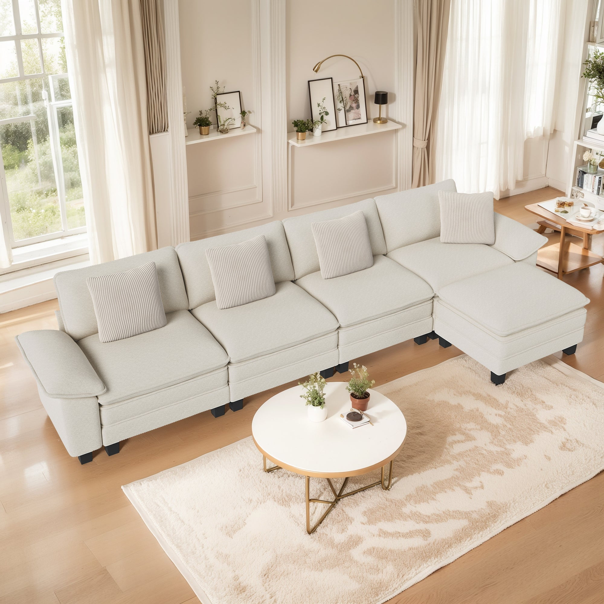 MF Studio 157.5" Sectional Sofa with Extra Deep Seat for Living Room, 5