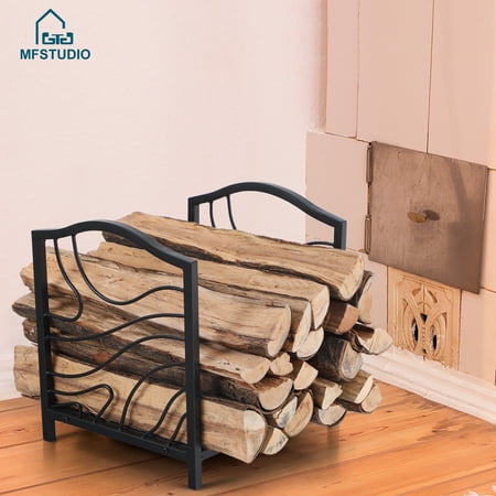 MF Studio 16 Inches Small Firewood Rack Firewood Holder with Wavy Pattern Suitable for Outdoor and Indoor