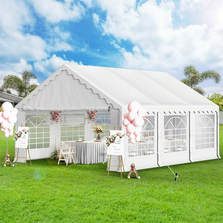 MF Studio 16 X 20 Outdoor Party Tent Heavy Duty Event Canopy Tents with 6 Removable Sidewalls White