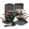 thumbnail image 1 of MF Studio 17 Pieces Cookware & Bakeware Set Granite Nonstick Pots and Pans Set, Black, 1 of 11